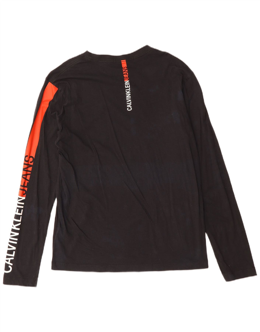 Calvin Klein Jeans Top grafic pentru bărbați cu mânecă lungă, mare, negru, bumbac