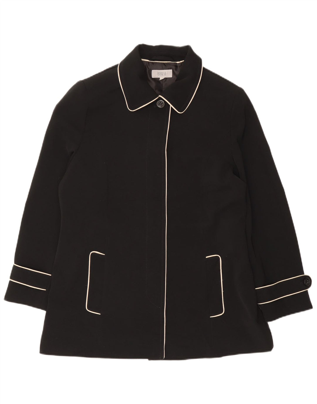 Trenci scurt pentru femei Marks & Spencer UK 16 Poliester negru mare