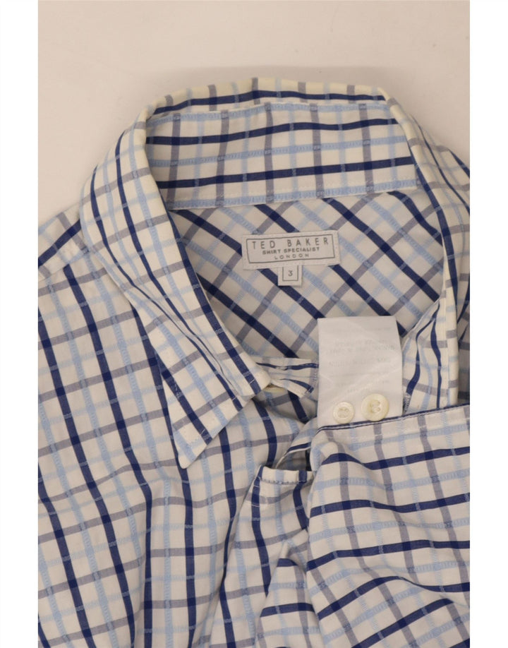 Cămașă pentru bărbați Ted Baker Mărimea 3, bumbac cu carouri albastru mediu
