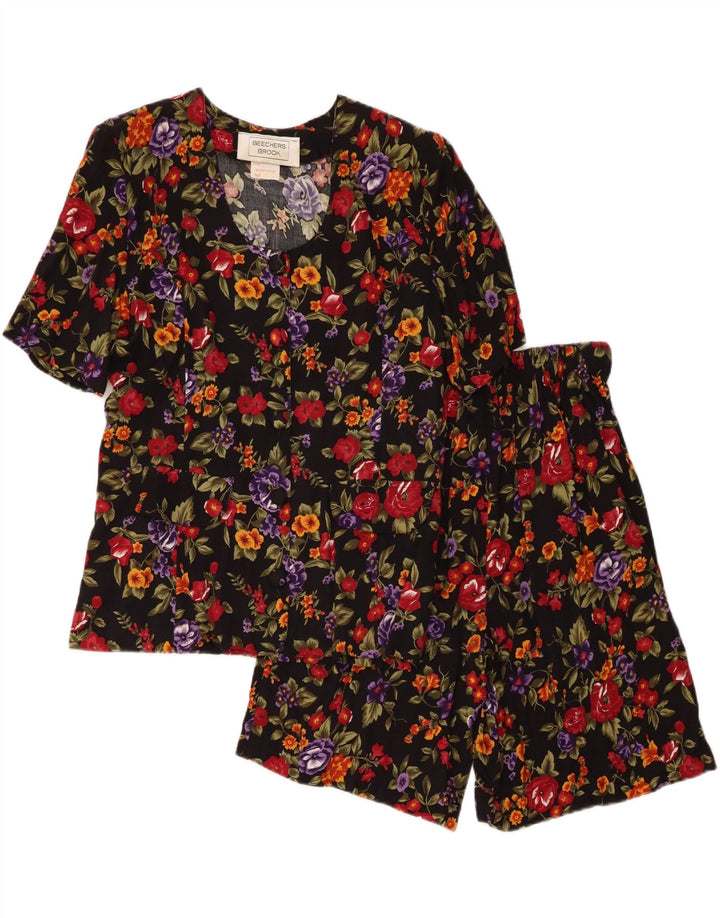 BEECHERS BROOK Womens 2 Piece Set UK 12 Medium W28 Black Floral Rayon