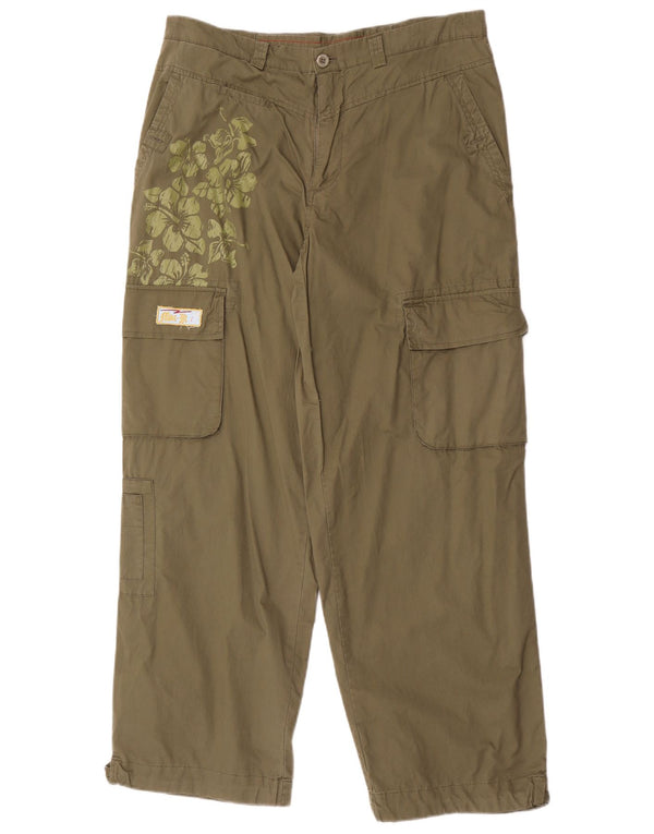 Pantaloni cargo drepți vintage pentru bărbați mari L36 L32 bumbac floral kaki