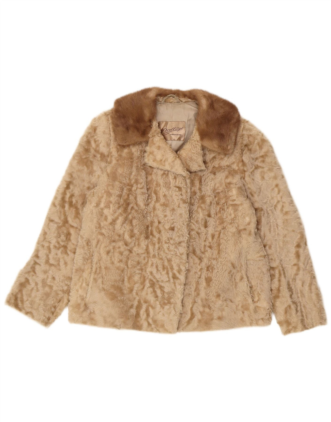 Jachetă vintage pentru femei din blană artificială UK 10 Small Beige