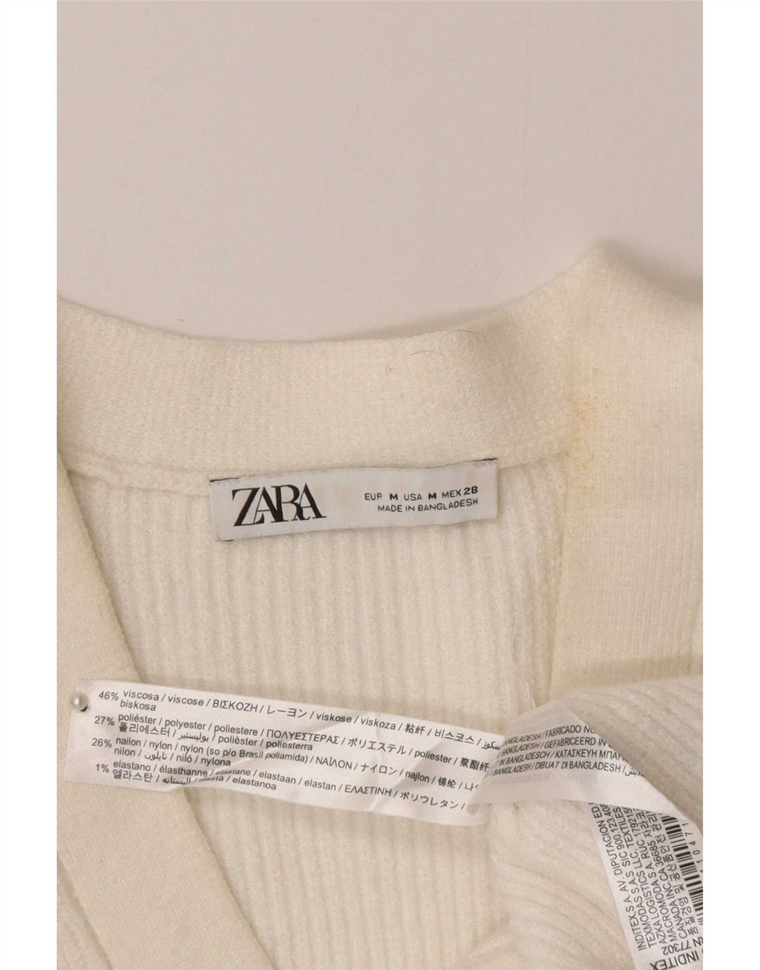 Pulover cardigan pentru femei Zara UK 12 Medium White Viscose