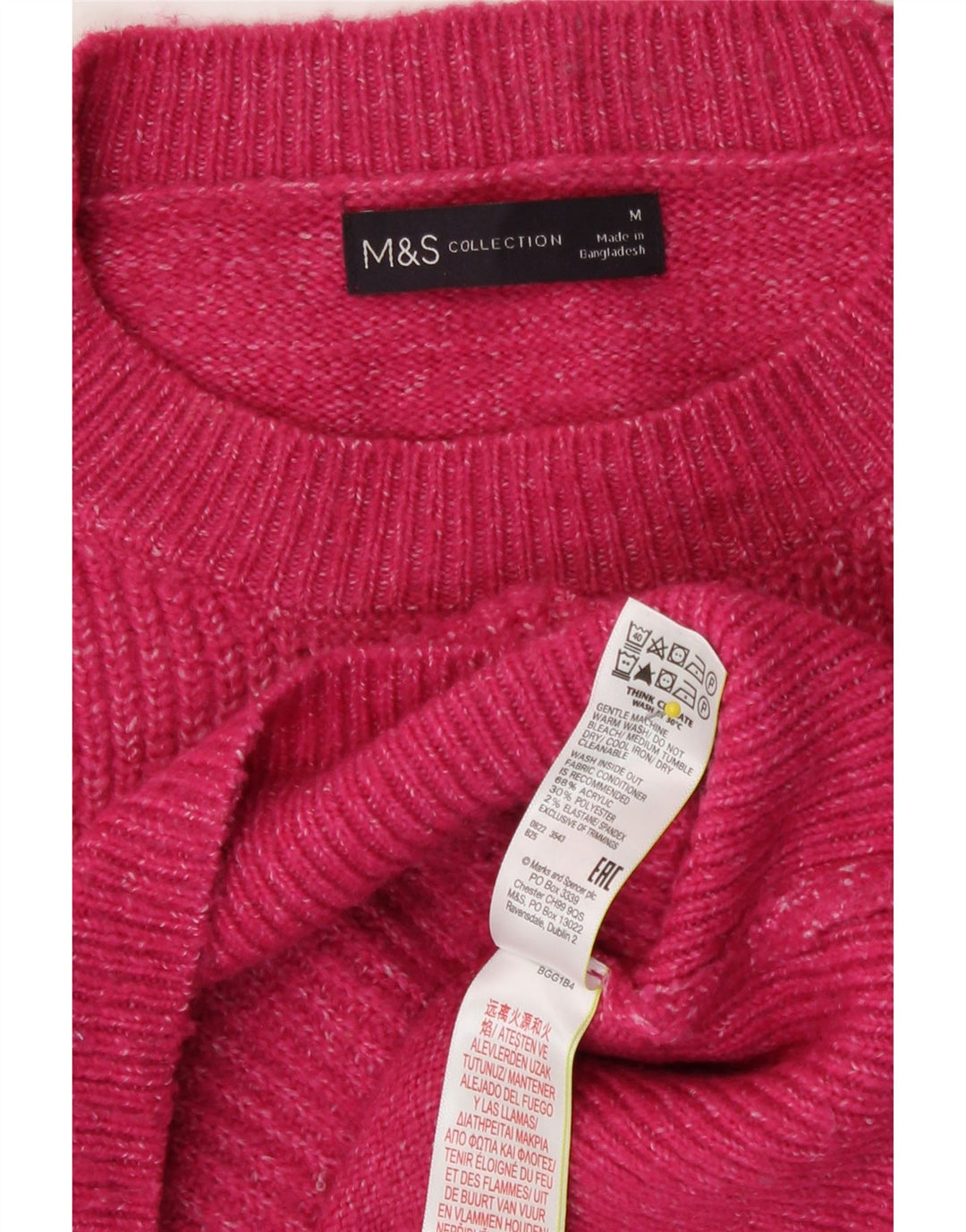 Pulover pentru femei Marks & Spencer cu decolteu triplu UK 14 Medium Pink Flecked