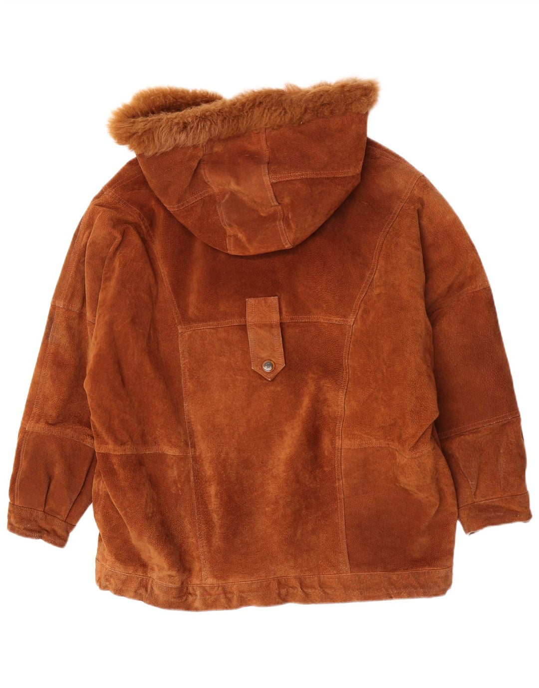 Jachetă Parka de piele de căprioară supradimensionată pentru femei Vintage IT 46 Large Brown