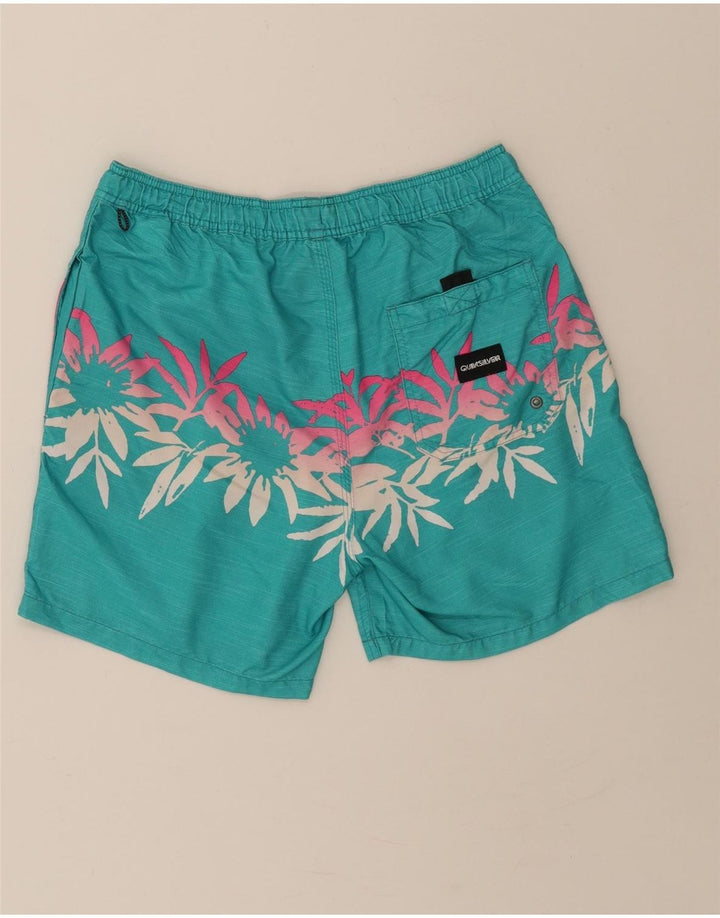 QUIKSILVER Mens Sport Shorts Medium Turquoise Floral Polyester Vintage Quiksilver and Second-Hand Quiksilver from Messina Hembry 
