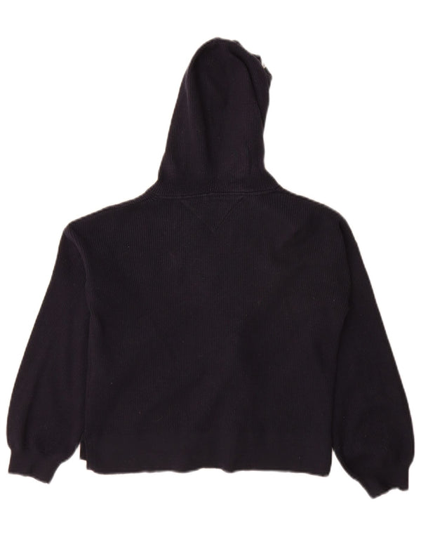 Tommy Hilfiger Girls Graphic Hooded Cardigan Sweater 7-8 Years Navy Blue