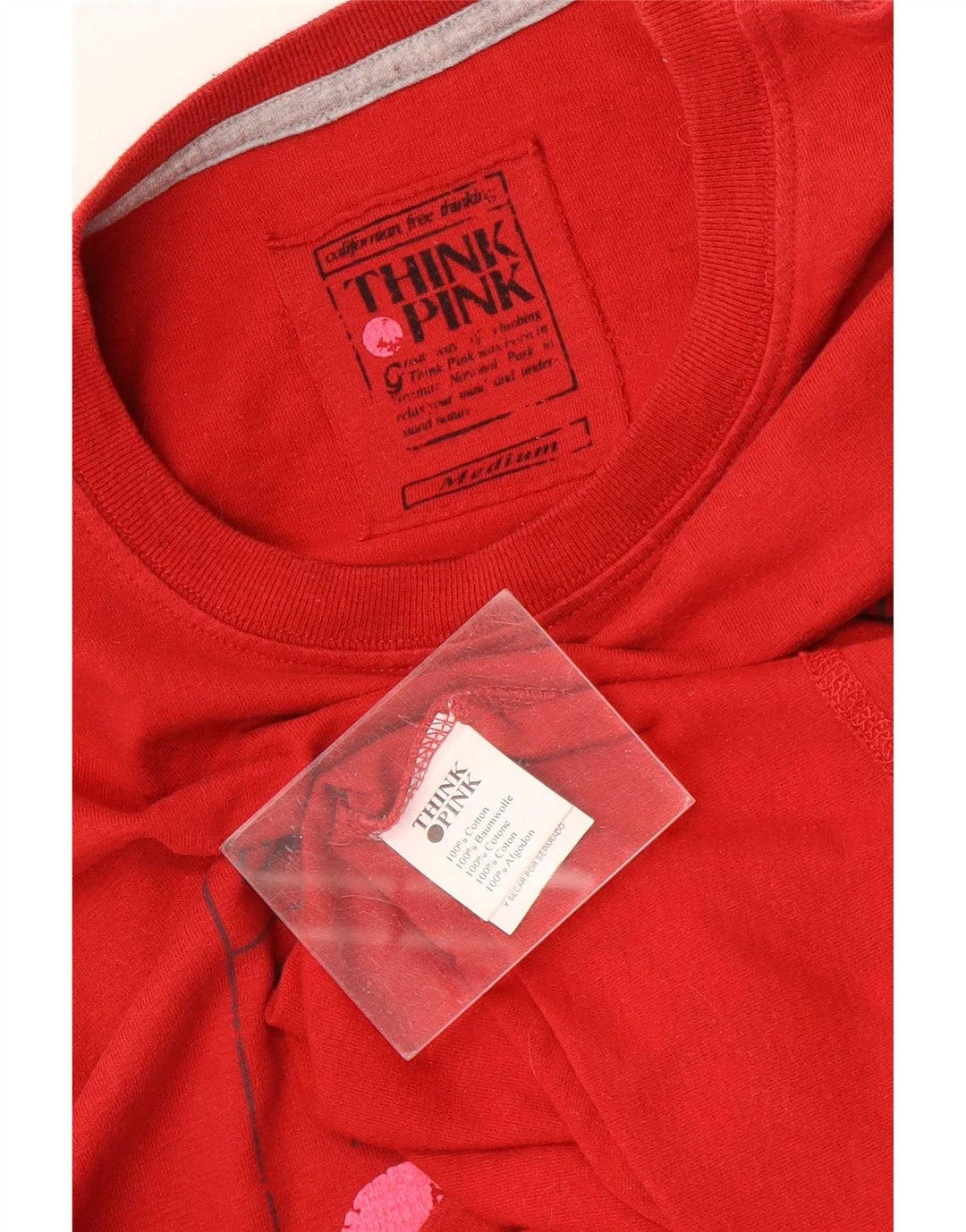 Think Pink Top grafic pentru bărbați cu mânecă lungă, roșu mediu, bumbac