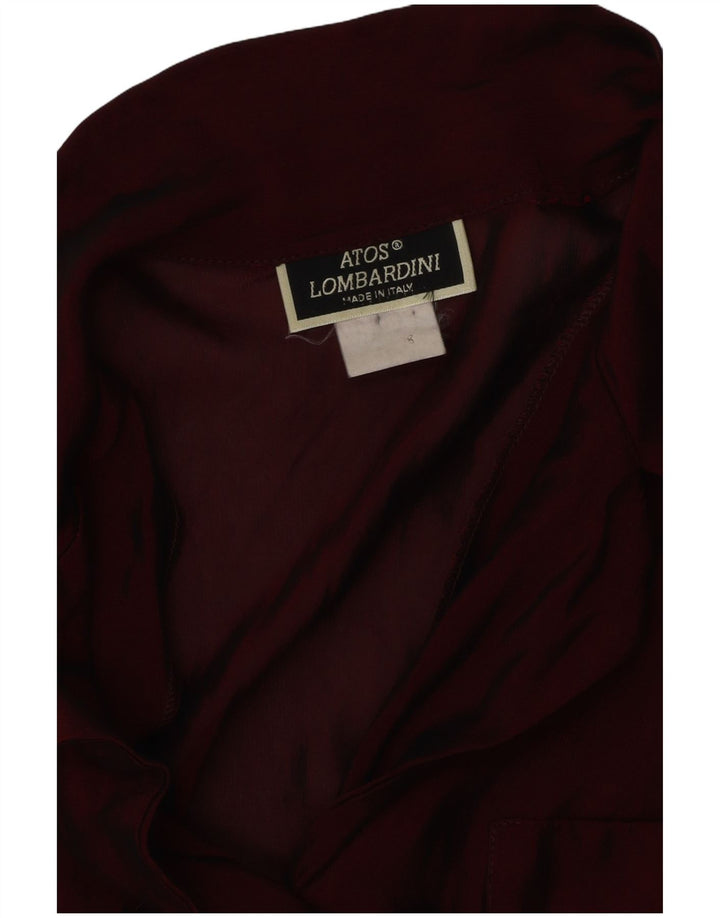 ATOS LOMBARDINI Womens Short Sleeve Shirt Blouse UK 18 XL Maroon Vintage Atos Lombardini and Second-Hand Atos Lombardini from Messina Hembry 