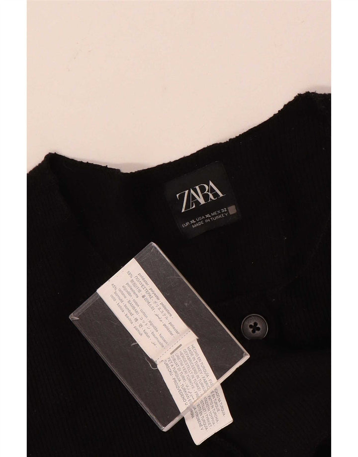 Pulover cardigan pentru femei Zara UK 18 XL Poliester negru