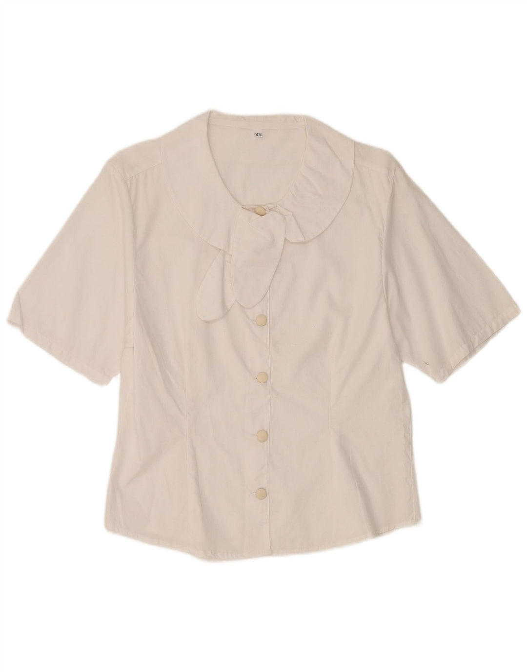 Bluză cămașă vintage pentru femei cu mânecă scurtă UK 12 Medium White