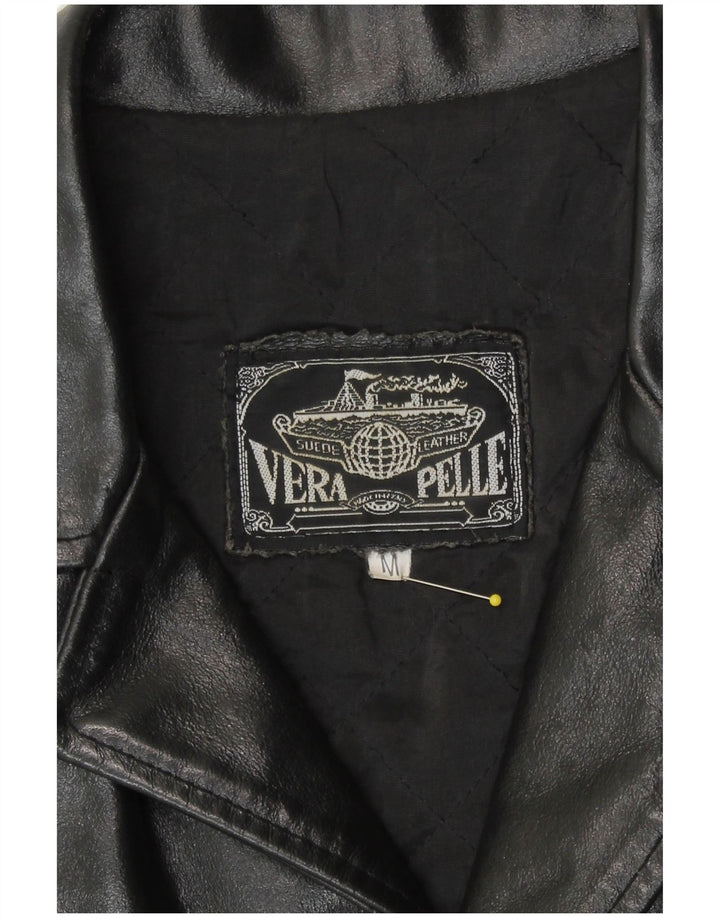 Jachetă de piele vintage pentru bărbați UK 38 Medium Black Leather