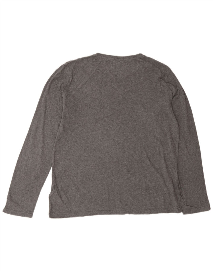 TOMMY HILFIGER Top grafic pentru bărbați cu mânecă lungă, mare, gri bumbac