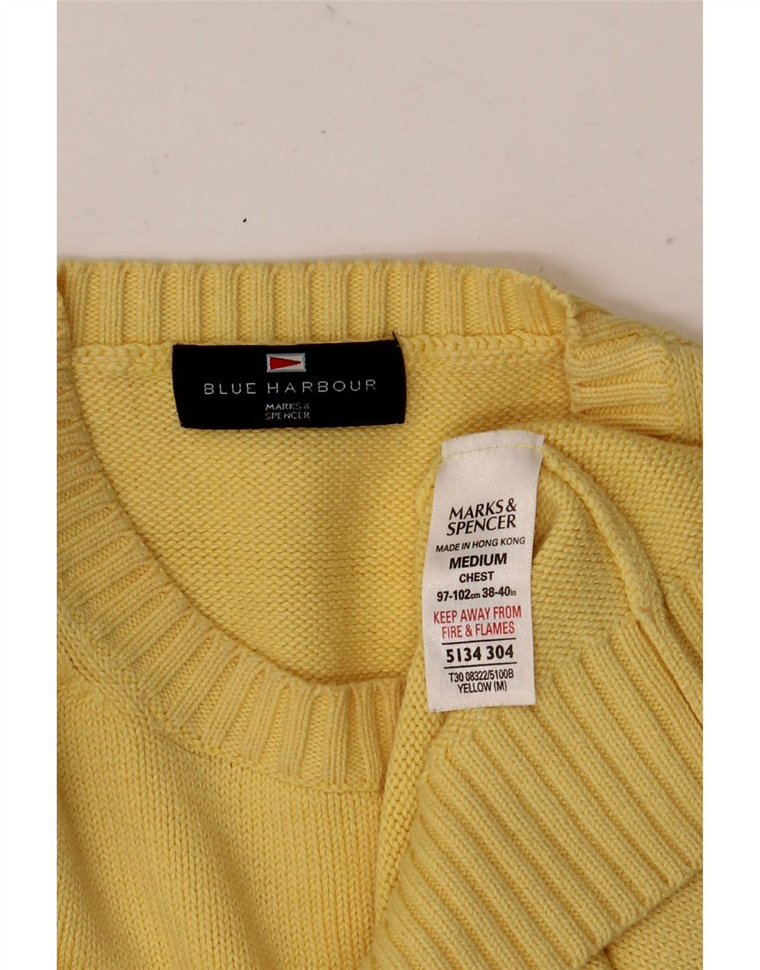Pulover Marks & Spencer pentru bărbați, Blue Harbour, cu gât crew, galben mediu
