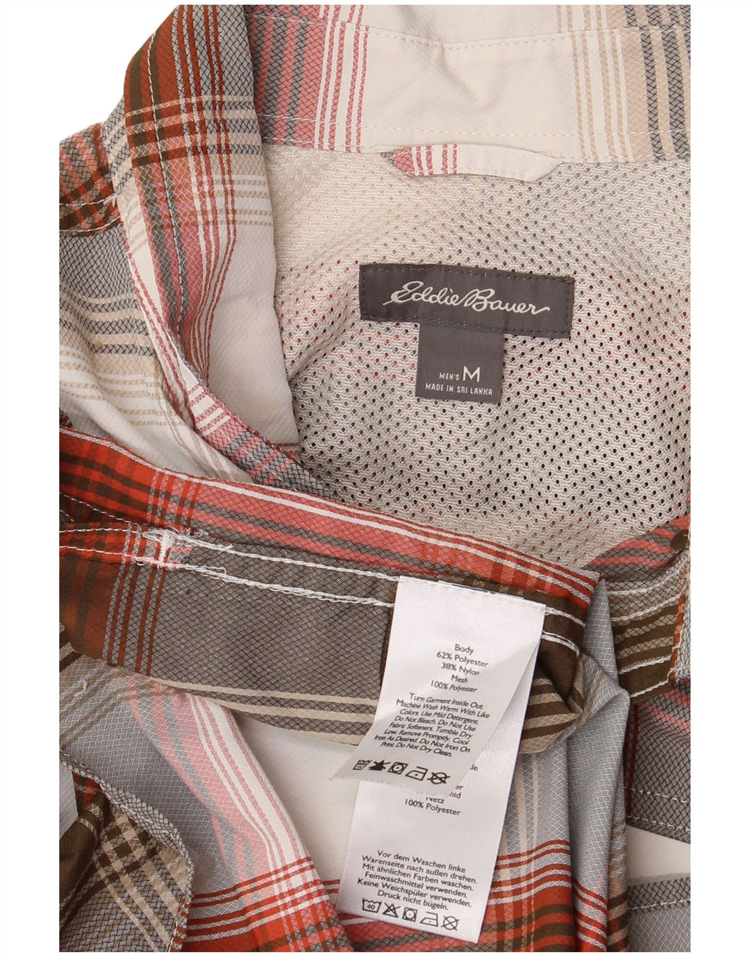 Cămașă cu mânecă scurtă pentru bărbați Eddie Bauer, poliester cu carouri, gri mediu