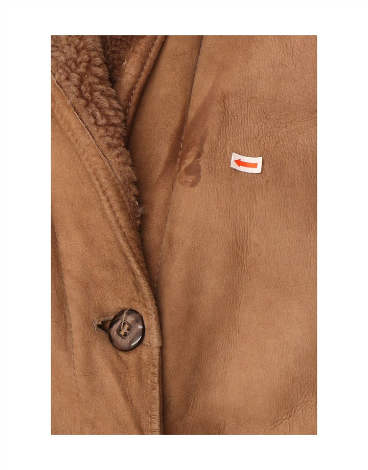 Palton din shearling pentru femei Ellesi IT 50 XL maro din shearling