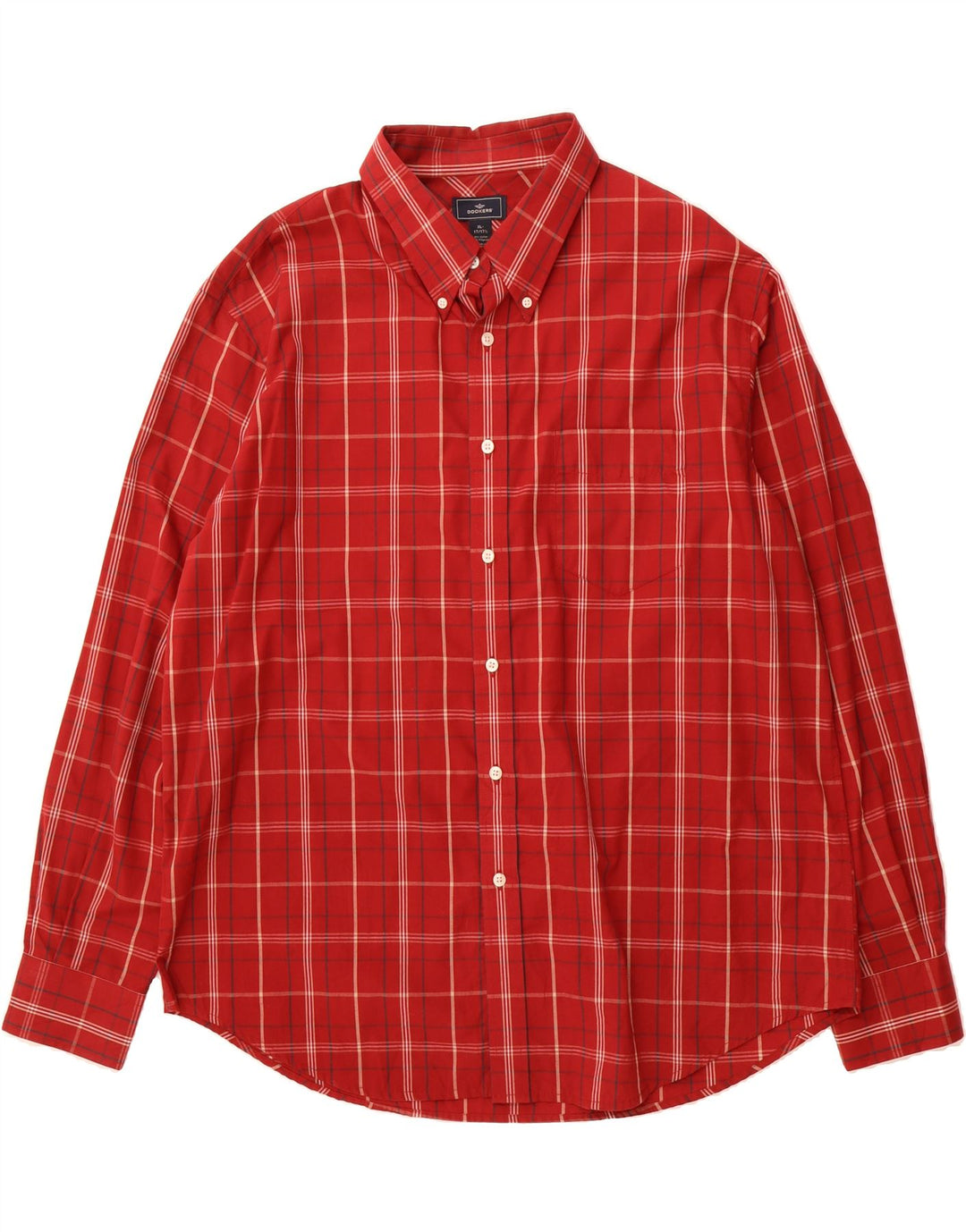 DOCKERS Mens Shirt Size 17 1/2 XL Red Check Cotton Vintage Dockers and Second-Hand Dockers from Messina Hembry 