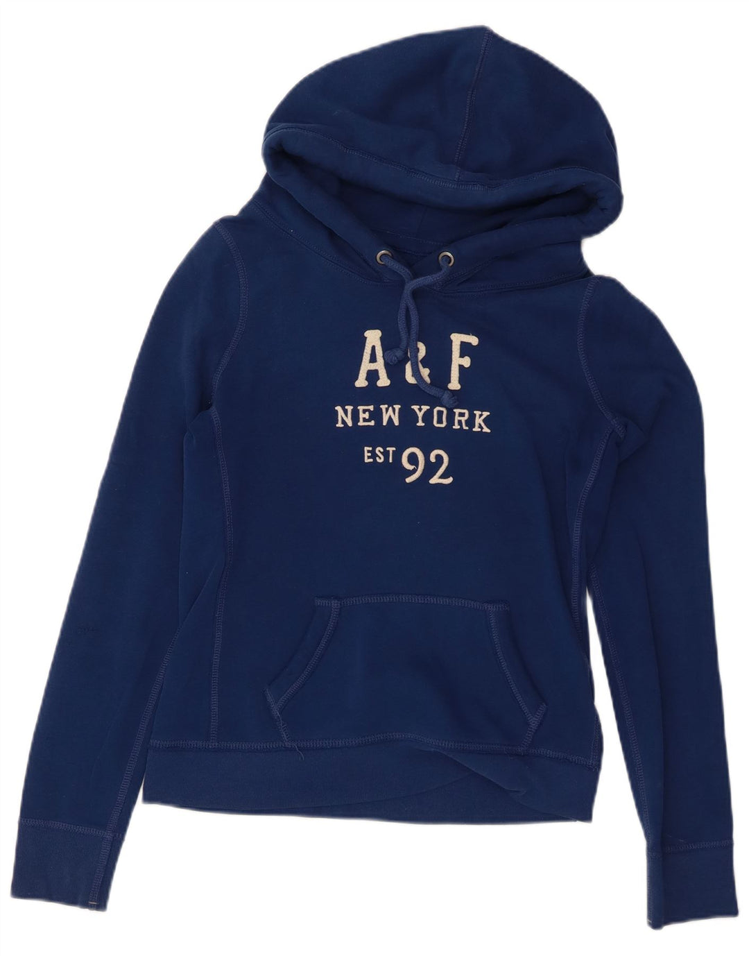 ABERCROMBIE & FITCH Pulover cu glugă cu grafic pentru femei UK 14 Medium Bleumarin