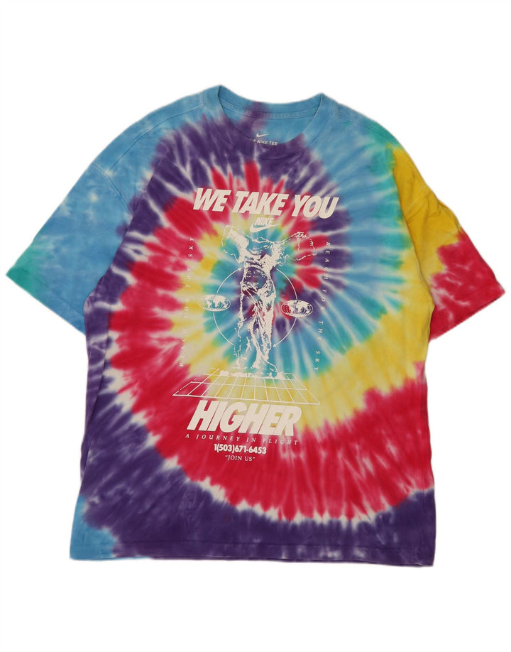 Tricou grafic Nike pentru bărbați Top mediu multicolor din bumbac Tie Dye