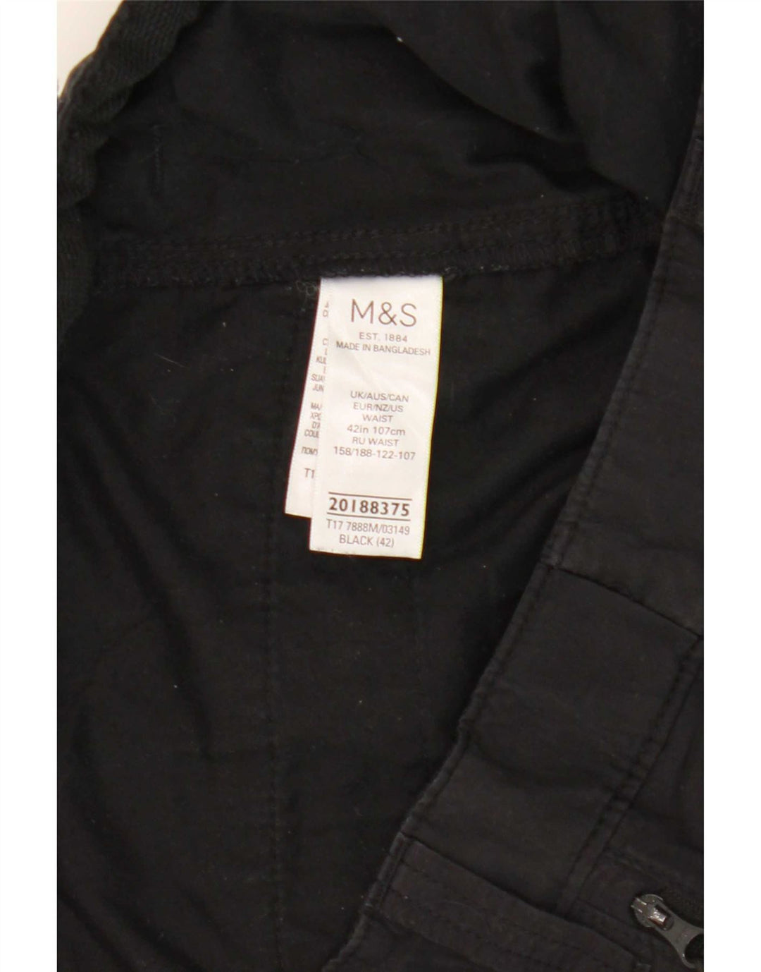 Pantaloni scurți cargo pentru bărbați Marks & Spencer W42 2XL bumbac negru