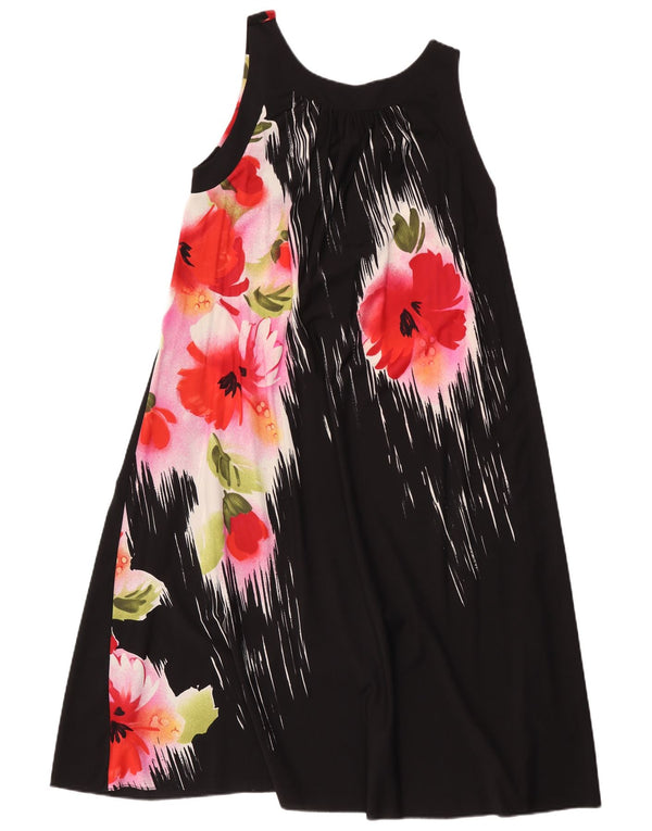 Rochie cort fără mâneci pentru femei Elle UK 16, mare, neagră, cu flori din poliamidă
