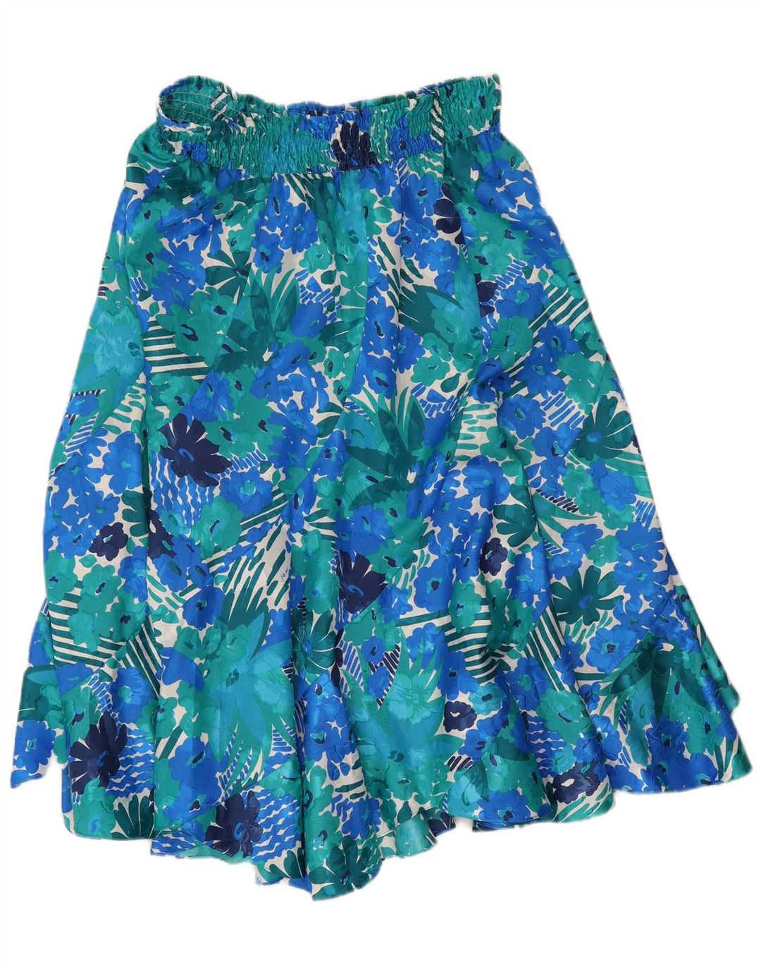 Fusta evazată pentru femei vintage W32, mare, albastră, florală