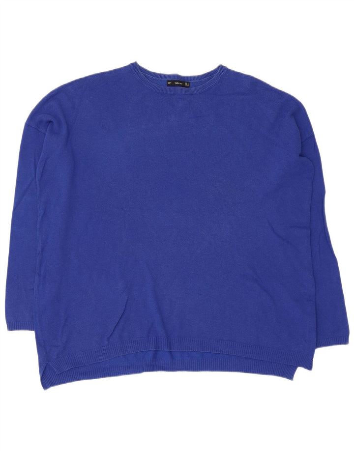 Pulover supradimensionat pentru femei Zara, cu gât crew, UK 10 Small Blue