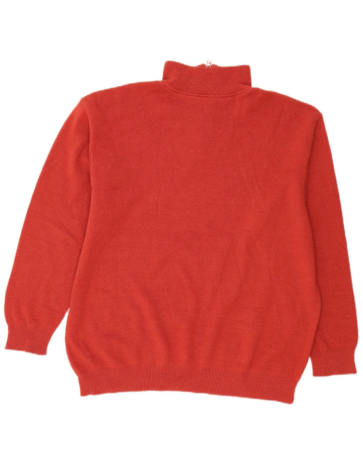 Pulover Lacoste pentru bărbați, cu fermoar și gât, mărimea 8 3XL, lână roșie