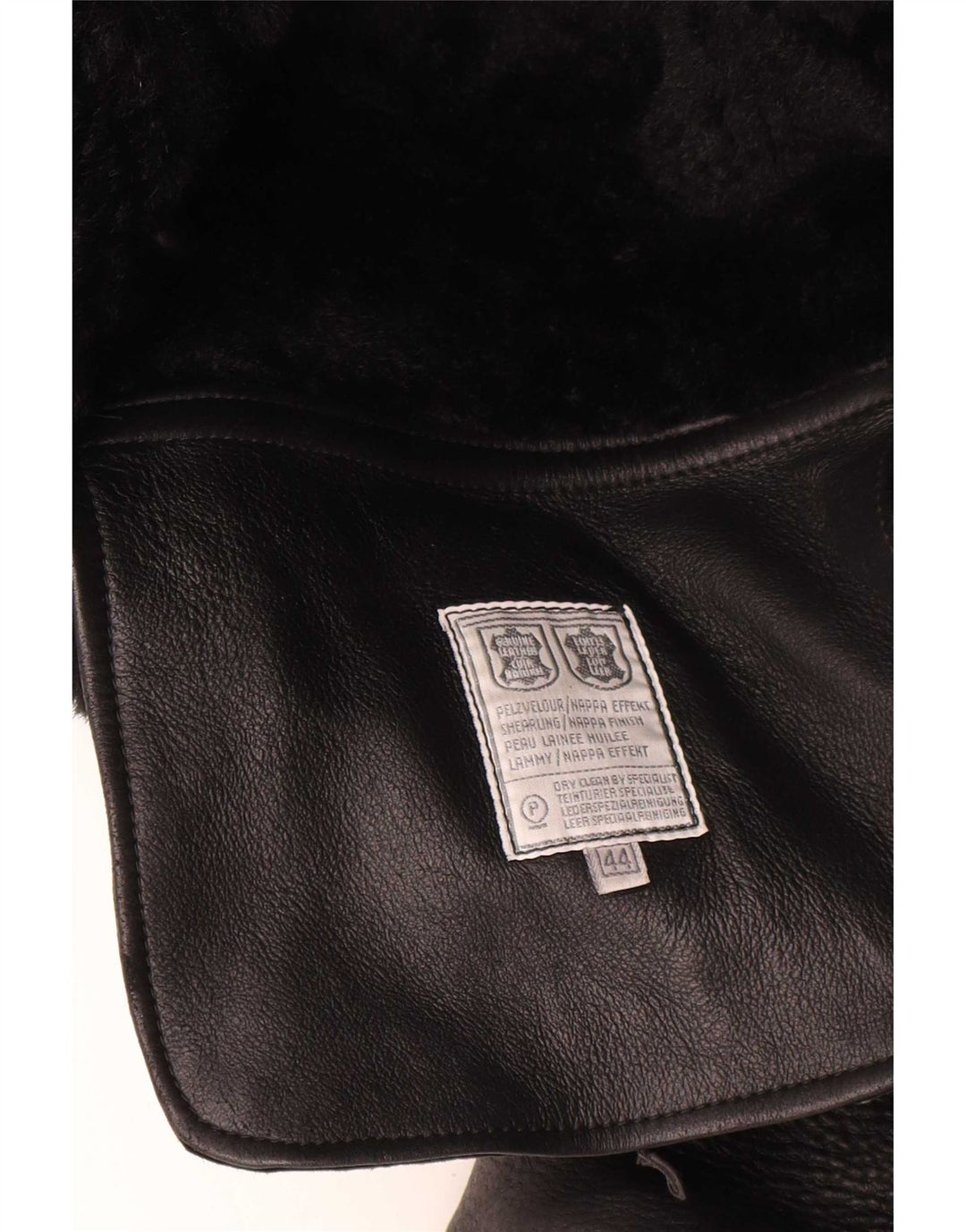 Jachetă vintage oversize din shearling pentru femei IT 44 Medium Black Leather