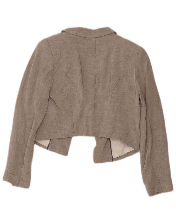 Jachetă Blazer deschisă pentru femei Zara UK 12, bumbac gri mediu