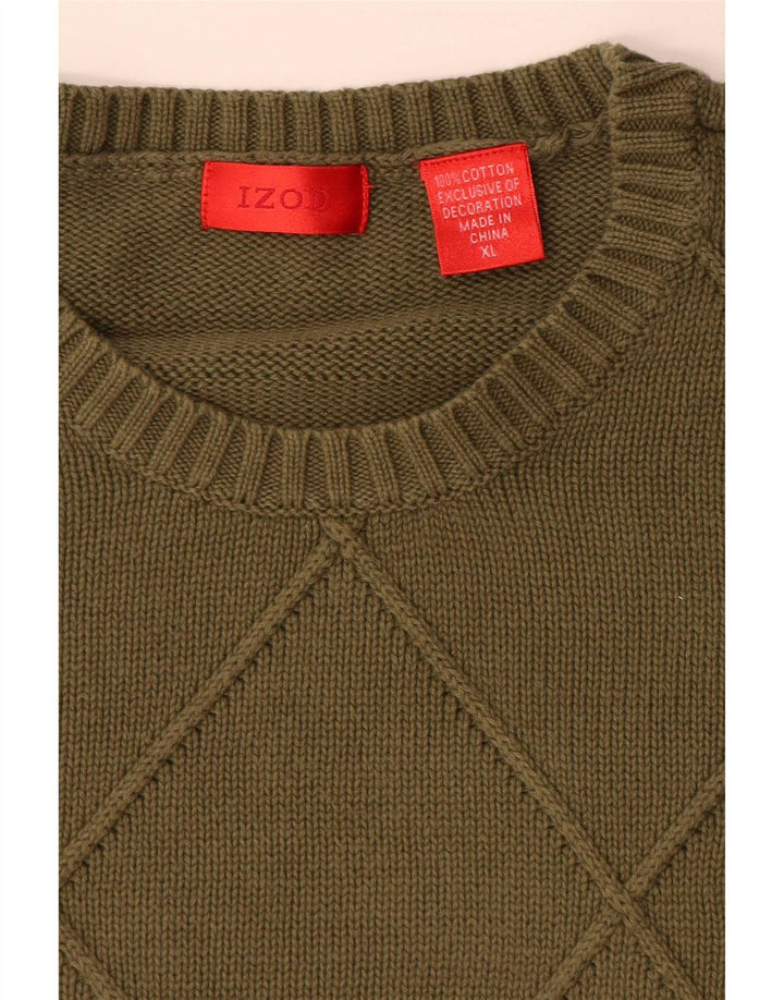 Pulover Izod pentru bărbați cu gât roșu, bumbac XL kaki