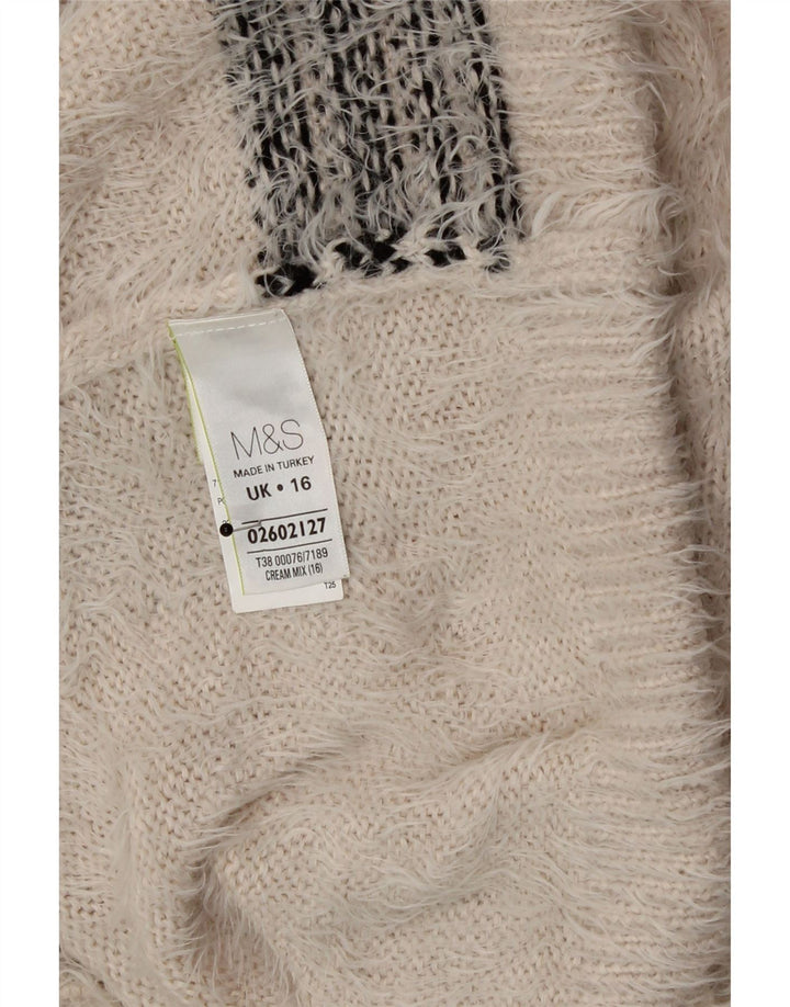 Marks & Spencer Pulover cu gât rulat pentru femei UK 16, mare, bej, check