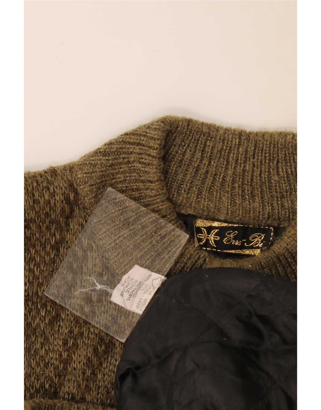 Pulover Cardigan Vintage pentru Barbati Mediu Kaki Geometric Lână