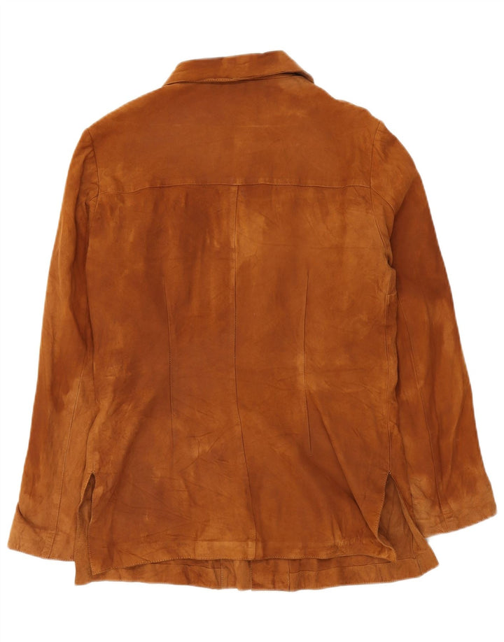 Jachetă vintage de piele intoarsa pentru femei UK 12 maro mediu clasic