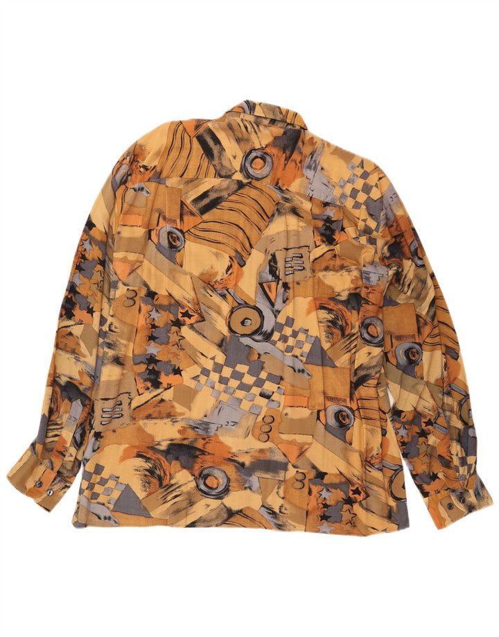 Cămașă pentru bărbați VINTAGE cu model abstract Mărimea 41/42 Viscoză mare maro