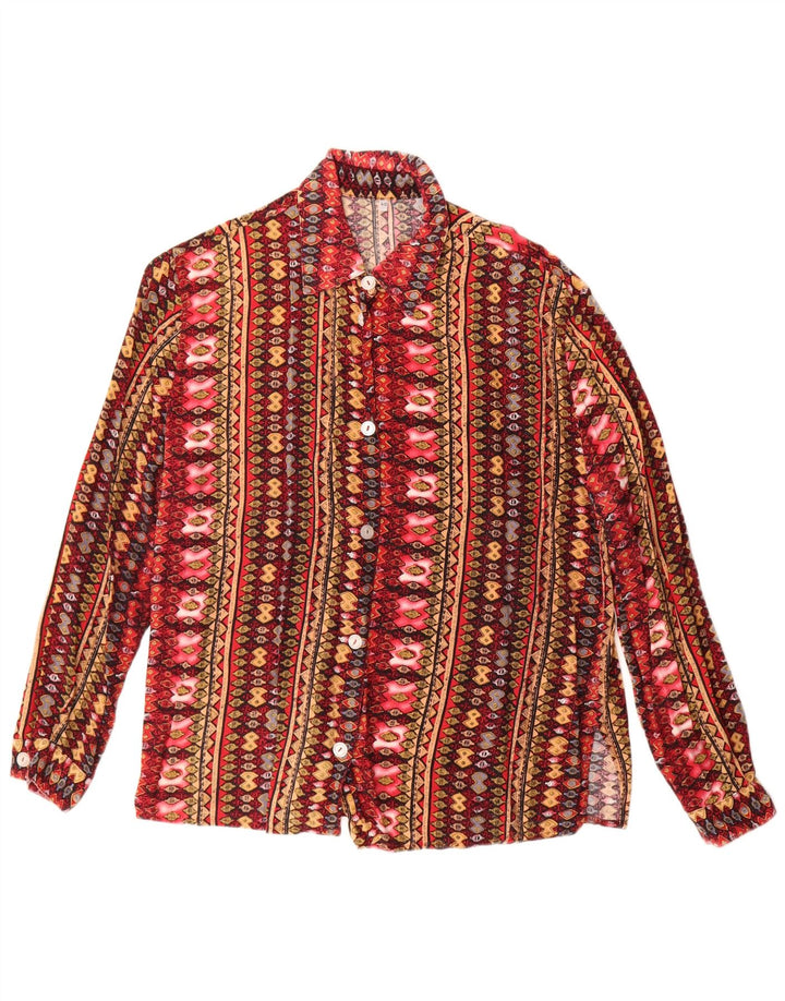 Cămașă Vintage pentru damă, cu o formă lejeră, EU 40, medie, multicoloră, geometrică