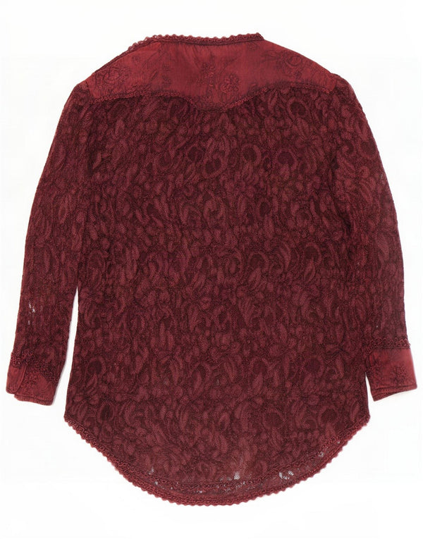 Cardigan Vintage pentru femei cu paragate cu mâneci 3/4 UK 18 XL Burgundy Floral