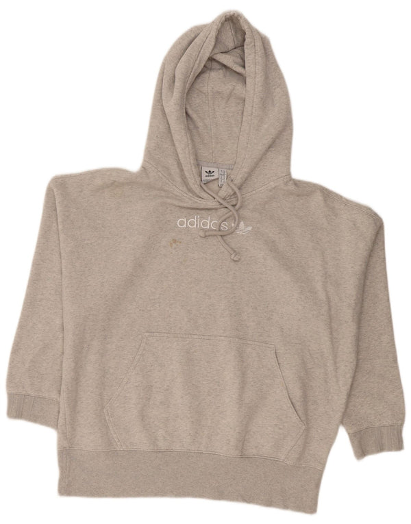 Pulover cu glugă supradimensionat cu grafic Adidas pentru femei UK 14, bumbac mare, gri