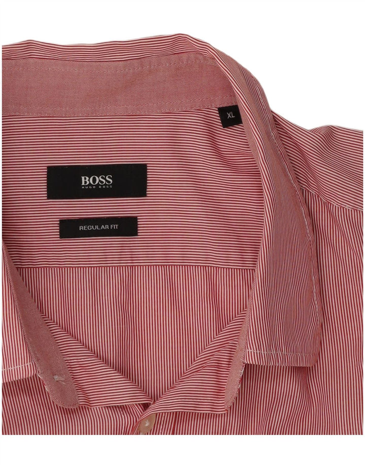 Cămașă pentru bărbați Hugo Boss Regular Fit XL Red Pinstripe