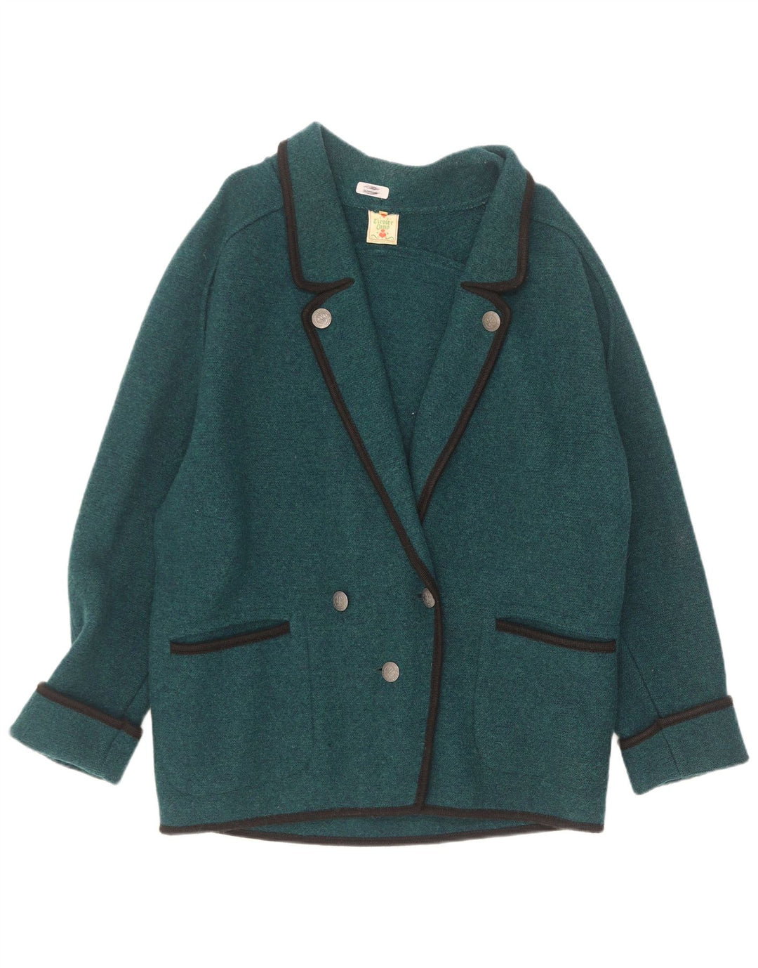 Jachetă vintage supradimensionată pentru femei, cu două pieptări, EU 38, verde mediu