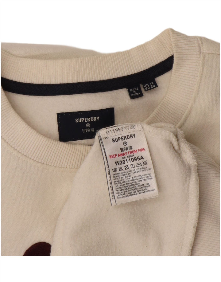 Pulover supradimensionat cu grafic Superdry pentru femei UK 12 Medium White