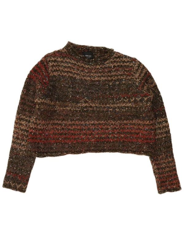 Pulover pentru damă Zara Crop Crew Deck Pulover UK 10 Mic Kaki cu dungi