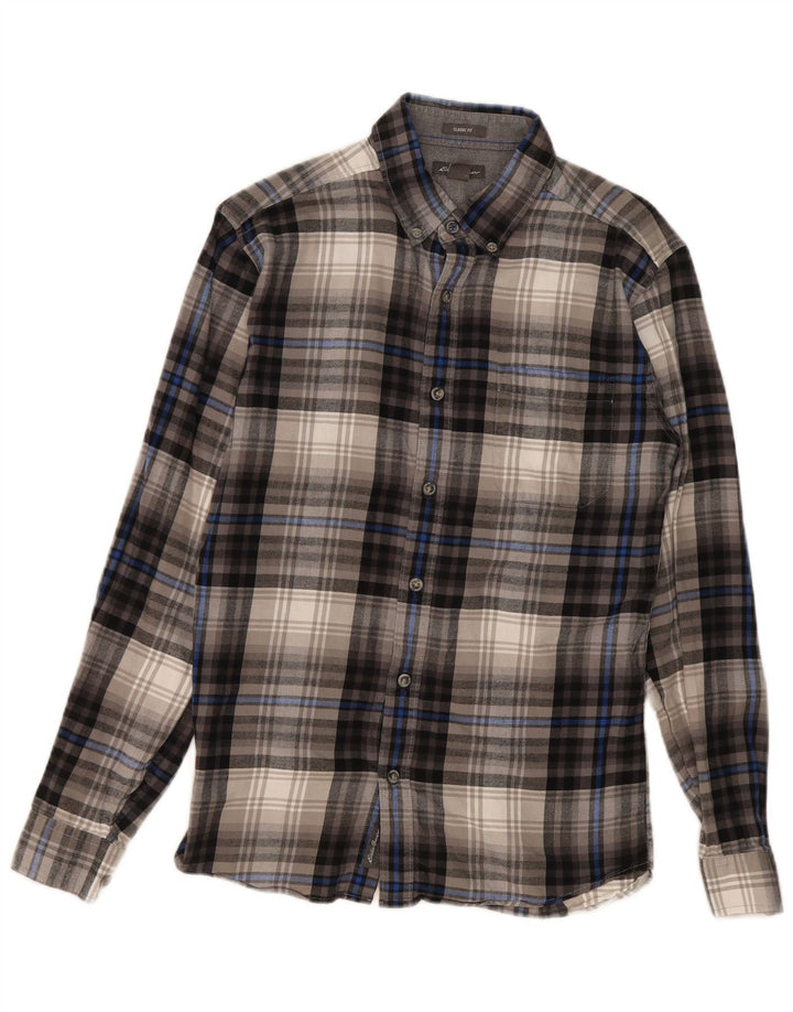 Cămașă de flanel pentru bărbați Eddie Bauer, din bumbac cu carouri, gri mică