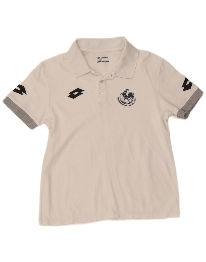 Tricou polo grafic pentru bărbați Lotto, alb mediu