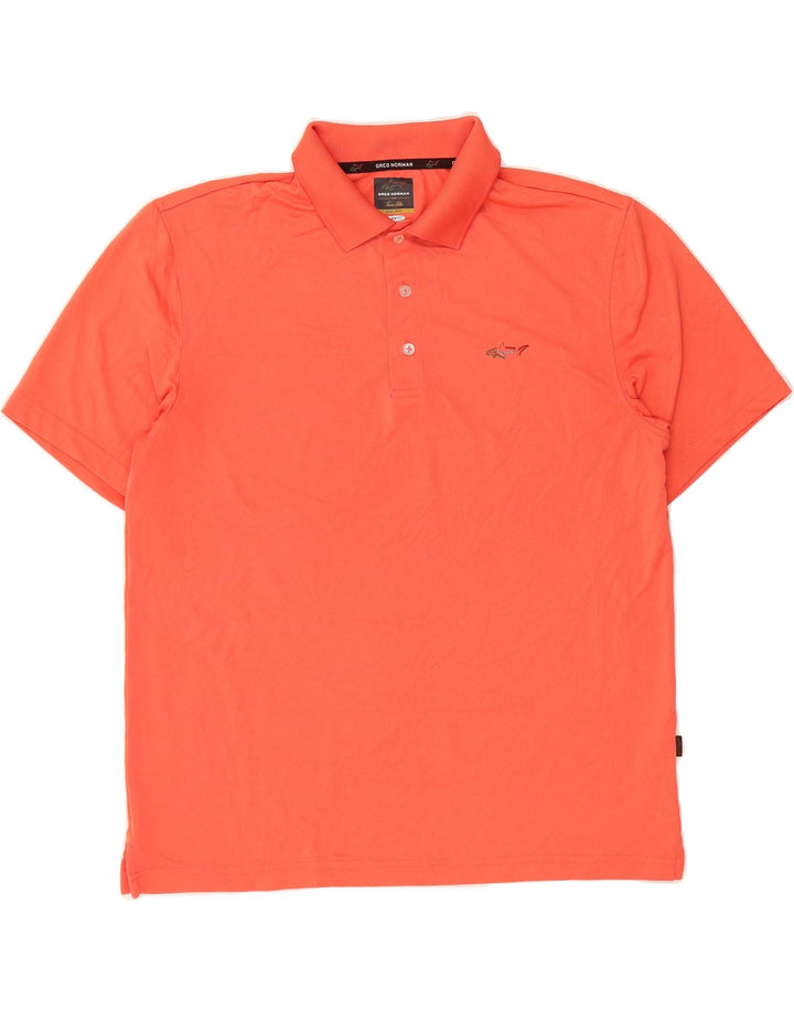 GREG NORMAN Mens Polo Shirt Medium Orange Polyester Vintage Greg Norman and Second-Hand Greg Norman from Messina Hembry 
