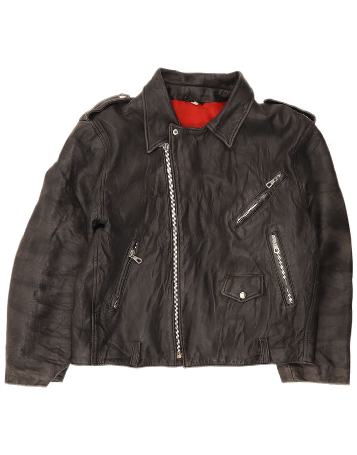 Jachetă de motociclist din piele vintage pentru bărbați IT 52 XL din piele albastră