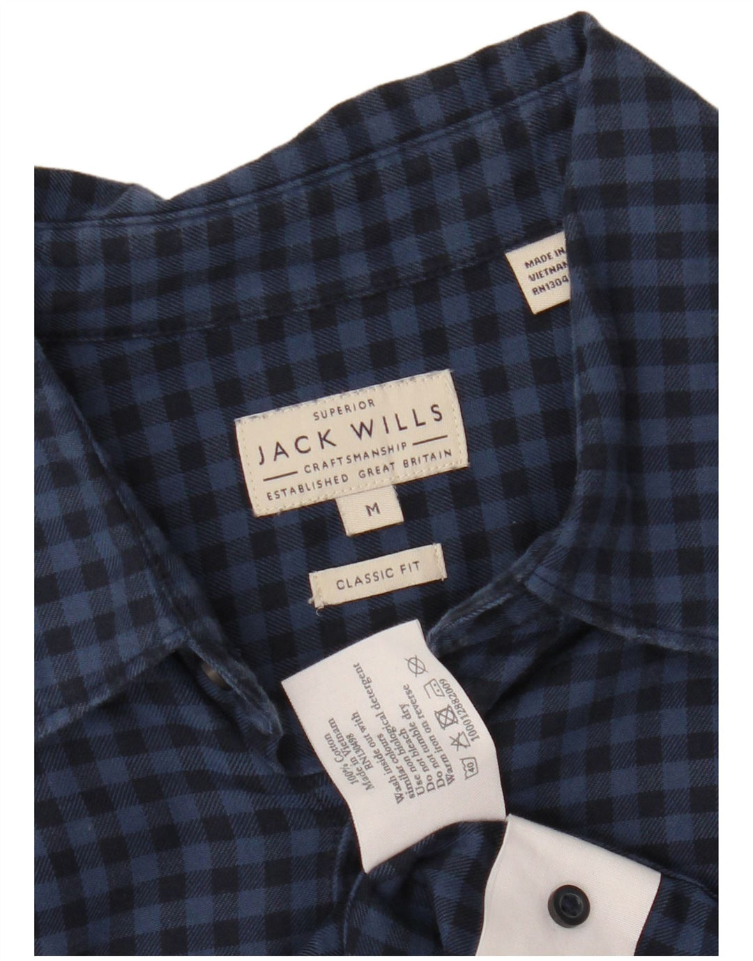Cămașă de flanel pentru bărbați JACK WILLS, cu tăiere clasică, din bumbac vichy albastru bleumarin mediu