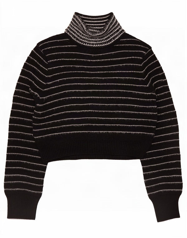 Pulover cu gât țestoasă Topshop pentru femei, cu dungi mici, negru, UK 10