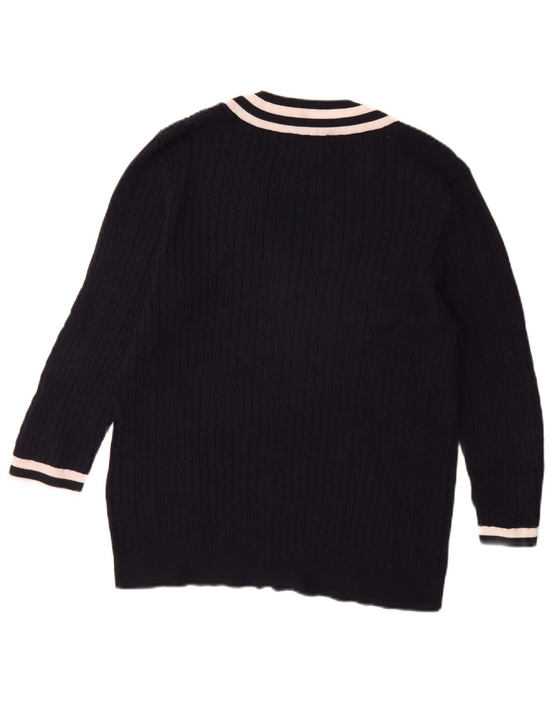 Pulover CHAPS Classics pentru femei cu mâneci 3/4 cu decolteu în V, UK 18 XL, bleumarin