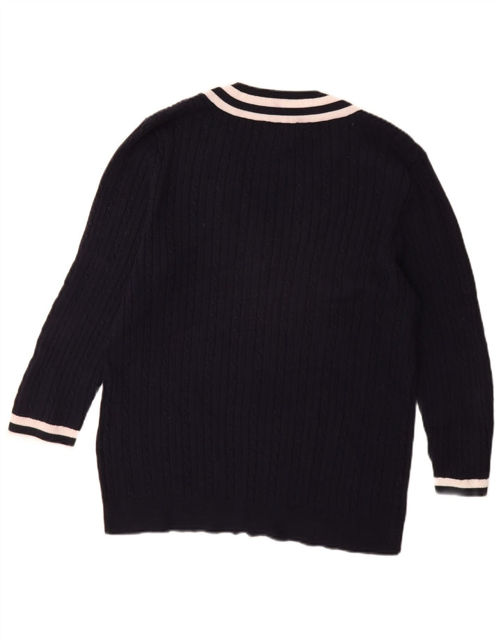 Pulover CHAPS Classics pentru femei cu mâneci 3/4 cu decolteu în V, UK 18 XL, bleumarin